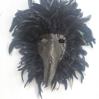 Sculpture titled "Black Raven Feather…" by Anthony Saldivar, Original Artwork, Acrylic