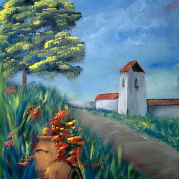 Pintura intitulada "Sendero con torre" por Anthony García, Obras de arte originais, Acrílico