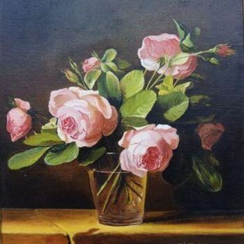 Painting titled "Roses Anciennes" by Anthony Oliver, Original Artwork