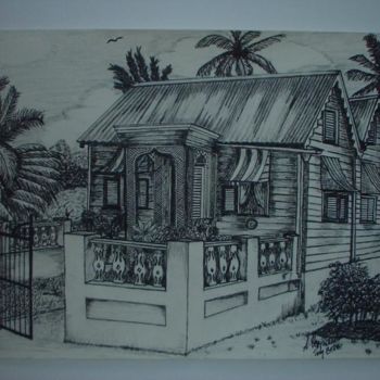 Drawing titled "Chattel House" by Anthony Yearwood, Original Artwork
