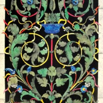 Colagens intitulada "Tavolo con decorazi…" por Antichemagie, Obras de arte originais