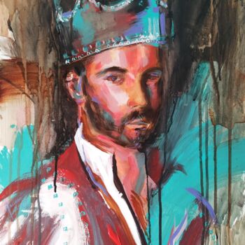 Pintura intitulada "The King" por Antigoni Tziora, Obras de arte originais, Acrílico