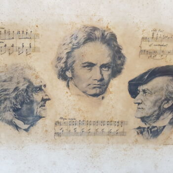 Gravures & estampes intitulée "Antique Franz Liszt…" par Antiquités Mamimoun, Œuvre d'art originale, Lithographie