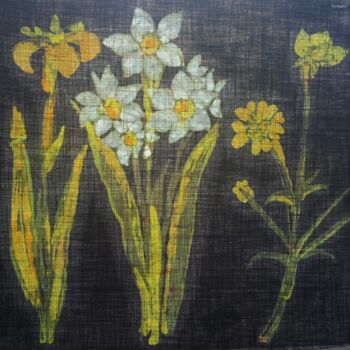 Malarstwo zatytułowany „Batik: Springflower…” autorstwa Antje Witzel (AKbatikart), Oryginalna praca, Wosk