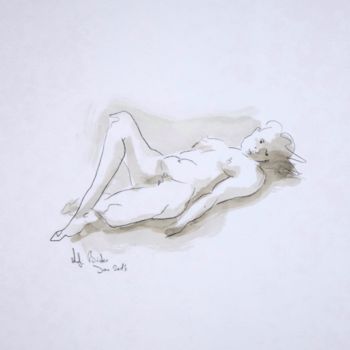 Drawing titled "Liegender Akt" by Antje Clara Bücker, Original Artwork, Graphite