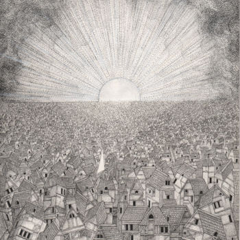 Dibujo titulada "Sea of Habitations…" por Antoine Aizier, Obra de arte original, Tinta