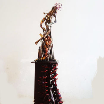 Скульптура под названием "" TOTEM COVID 19 "…" - Antoine Berbari, Подлинное произведение искусства, Нержавеющая сталь