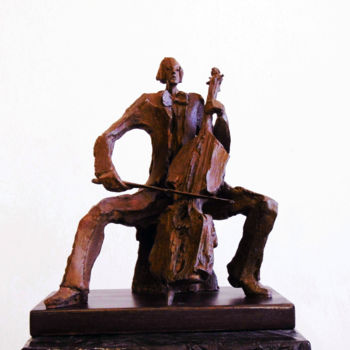 Escultura titulada ""LE VIOLONCELLISTE"" por Antoine Berbari, Obra de arte original, Bronce