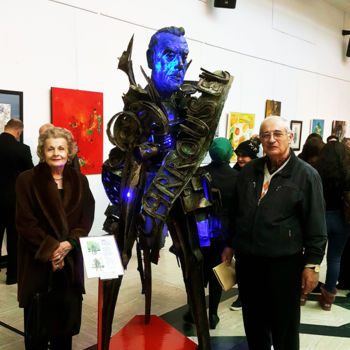 Sculptuur getiteld ""A L'HOMME DU CAROU…" door Antoine Berbari, Origineel Kunstwerk, Metalen