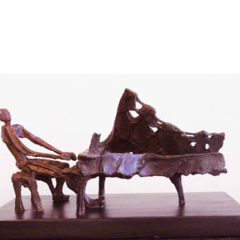 Sculpture intitulée "1980 - " Le-pianist…" par Antoine Berbari, Œuvre d'art originale, Bronze