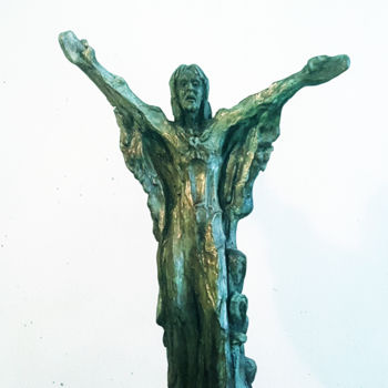 Escultura titulada "" Christ Sacré-Cœur…" por Antoine Berbari, Obra de arte original, Bronce