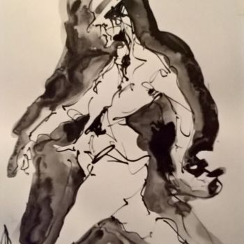 Disegno intitolato "L'homme affairé 24" da Antoine Faure, Opera d'arte originale, Inchiostro