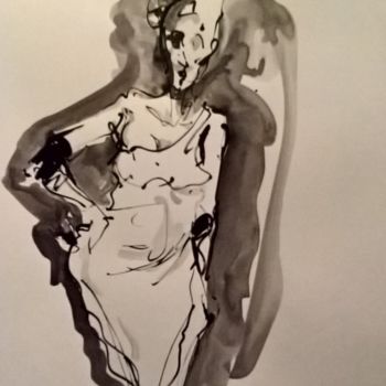 Painting titled "Prête pour le gala 6" by Antoine Faure, Original Artwork, Ink