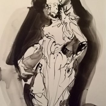 Malarstwo zatytułowany „Miss arlequin 15” autorstwa Antoine Faure, Oryginalna praca, Atrament