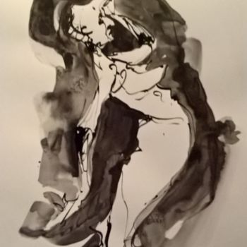 Painting titled "La gantée 9" by Antoine Faure, Original Artwork, Ink