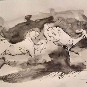 Painting titled "afrique-49" by Antoine Faure, Original Artwork, Ink