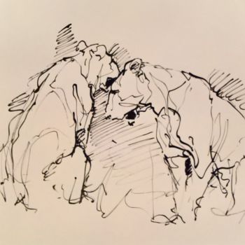 "Duo de lionne 51" başlıklı Tablo Antoine Faure tarafından, Orijinal sanat, Mürekkep