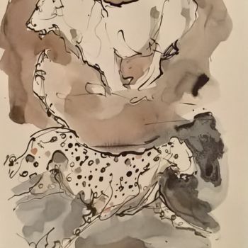 Peinture intitulée "Etude félins 77" par Antoine Faure, Œuvre d'art originale, Encre