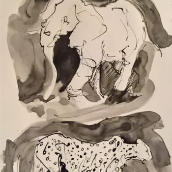 Pintura titulada "Etude éléphant et g…" por Antoine Faure, Obra de arte original, Tinta