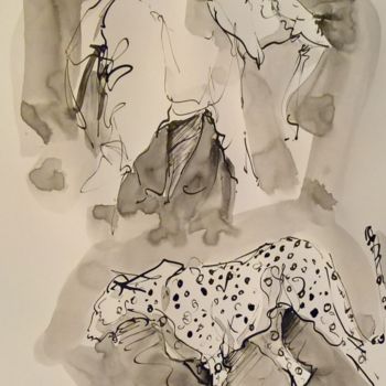 "Etude éléphant guèp…" başlıklı Tablo Antoine Faure tarafından, Orijinal sanat, Mürekkep