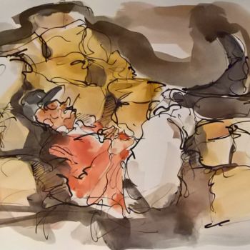 "8 La sieste" başlıklı Tablo Antoine Faure tarafından, Orijinal sanat, Mürekkep