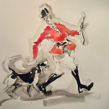 Картина под названием "12 le maître et son…" - Antoine Faure, Подлинное произведение искусства, Гуашь