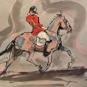 Painting titled "22 le trotteur" by Antoine Faure, Original Artwork, Gouache