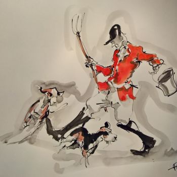 Pintura titulada "30 les joueurs" por Antoine Faure, Obra de arte original, Gouache