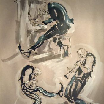 Pittura intitolato "5 étude jazz" da Antoine Faure, Opera d'arte originale, Gouache