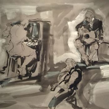 Schilderij getiteld "8 Etude jazz" door Antoine Faure, Origineel Kunstwerk, Gouache