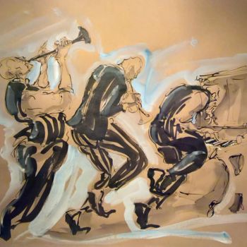 Pintura intitulada "10 Etude jazz" por Antoine Faure, Obras de arte originais, Guache