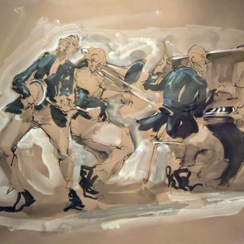 Peinture intitulée "11 Etude jazz" par Antoine Faure, Œuvre d'art originale, Gouache