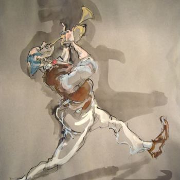 Pittura intitolato "14 Etude jazz" da Antoine Faure, Opera d'arte originale, Gouache