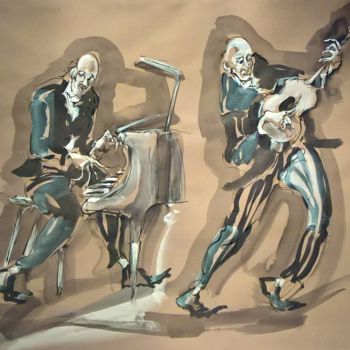 Painting titled "17 Etude jazz" by Antoine Faure, Original Artwork, Gouache