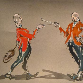 Pittura intitolato "20 Duel musical" da Antoine Faure, Opera d'arte originale, Gouache