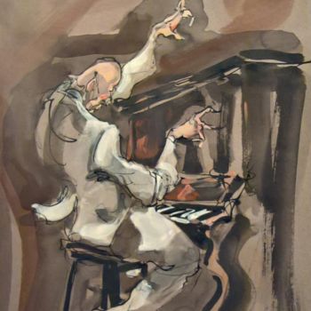 Pittura intitolato "27 Les bras en l'air" da Antoine Faure, Opera d'arte originale, Gouache