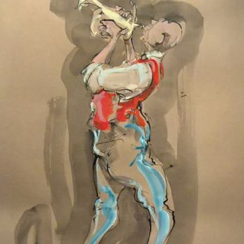 Peinture intitulée "29 Le cornet" par Antoine Faure, Œuvre d'art originale, Gouache