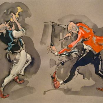 Painting titled "35 Etude jazz" by Antoine Faure, Original Artwork, Gouache
