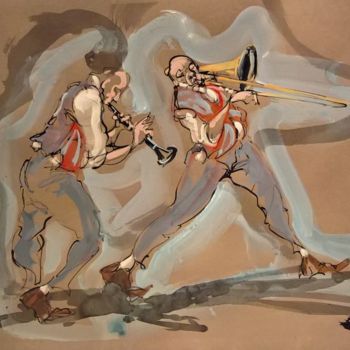 绘画 标题为“36 Etude jazz” 由Antoine Faure, 原创艺术品, 水粉