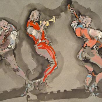 Ζωγραφική με τίτλο "37 Etude jazz" από Antoine Faure, Αυθεντικά έργα τέχνης, Γκουάς