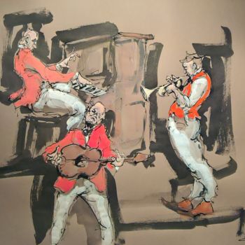 Peinture intitulée "39 Etude jazz" par Antoine Faure, Œuvre d'art originale, Gouache