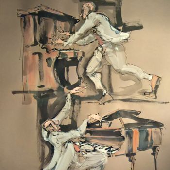 Peinture intitulée "42 Boogie white men" par Antoine Faure, Œuvre d'art originale, Gouache