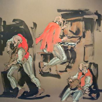 Peinture intitulée "43 Les maestros rou…" par Antoine Faure, Œuvre d'art originale, Gouache