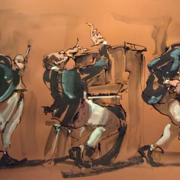 Painting titled "50 Les trois vestes…" by Antoine Faure, Original Artwork, Gouache