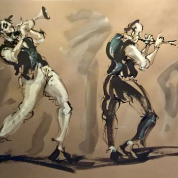 Pintura titulada "51 Etude jazz" por Antoine Faure, Obra de arte original, Gouache