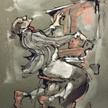 Картина под названием "53 La rayure" - Antoine Faure, Подлинное произведение искусства, Гуашь