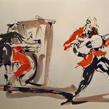 Pittura intitolato "64 Etude jazz" da Antoine Faure, Opera d'arte originale, Gouache