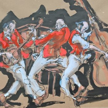 Painting titled "86 boogie wood" by Antoine Faure, Original Artwork, Gouache