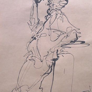 Disegno intitolato "112 Au goulot" da Antoine Faure, Opera d'arte originale, Inchiostro