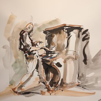 Painting titled "198 Etude jazz" by Antoine Faure, Original Artwork, Gouache